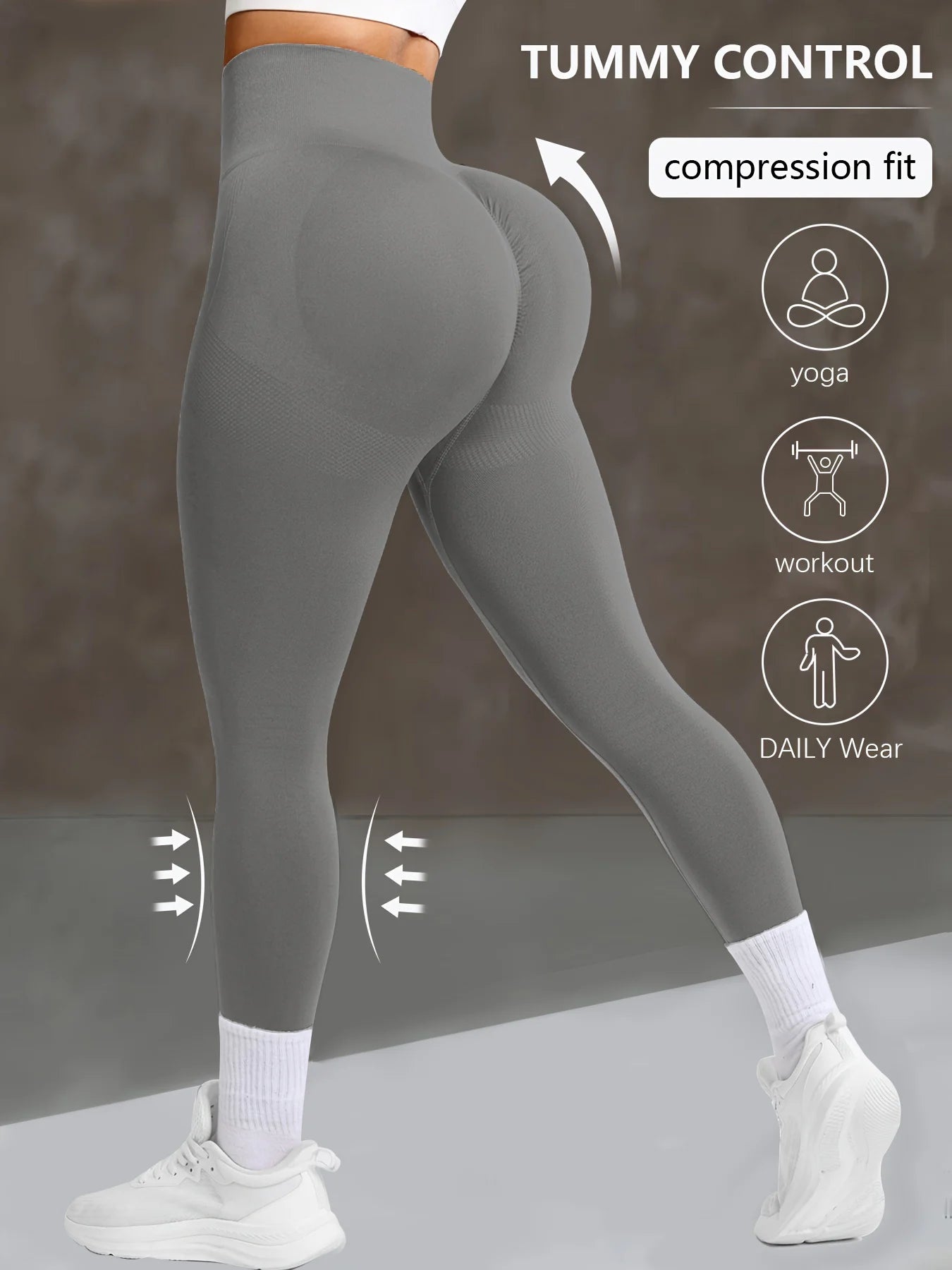 High Waist Solid Leggings Women Seamless Slim Tights Fitness Yoga Elastic Leggings Push Up Butt Knit Fashion Gym Workout Pants